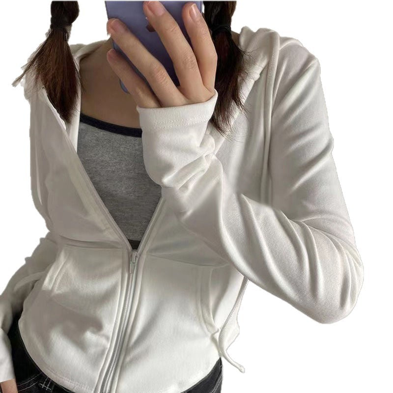 Damen sportliche Kapuzenjacke mit Reißverschluss und gemütlichem Schnitt Drune