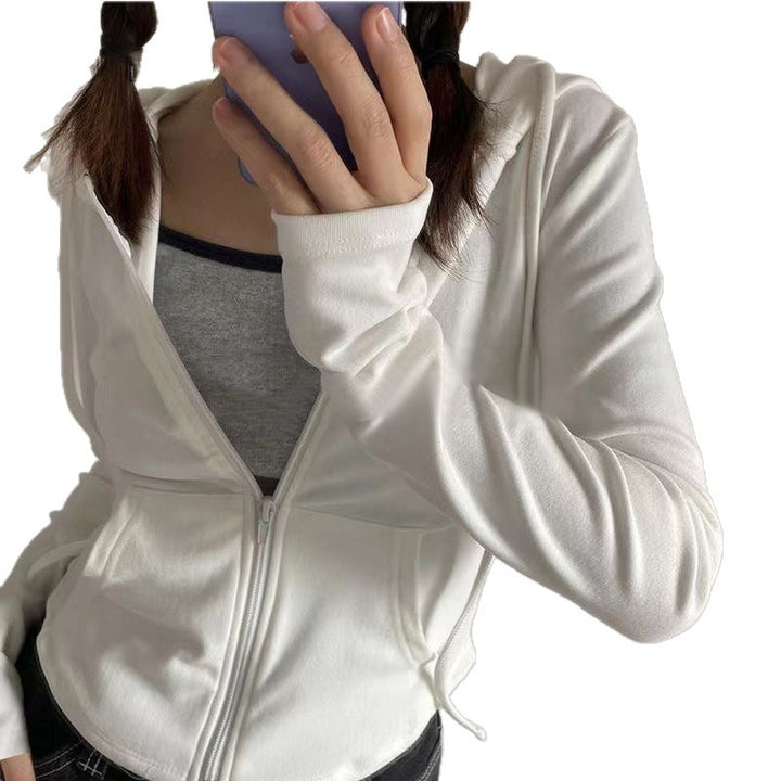 Damen sportliche Kapuzenjacke mit Reißverschluss und gemütlichem Schnitt Drune