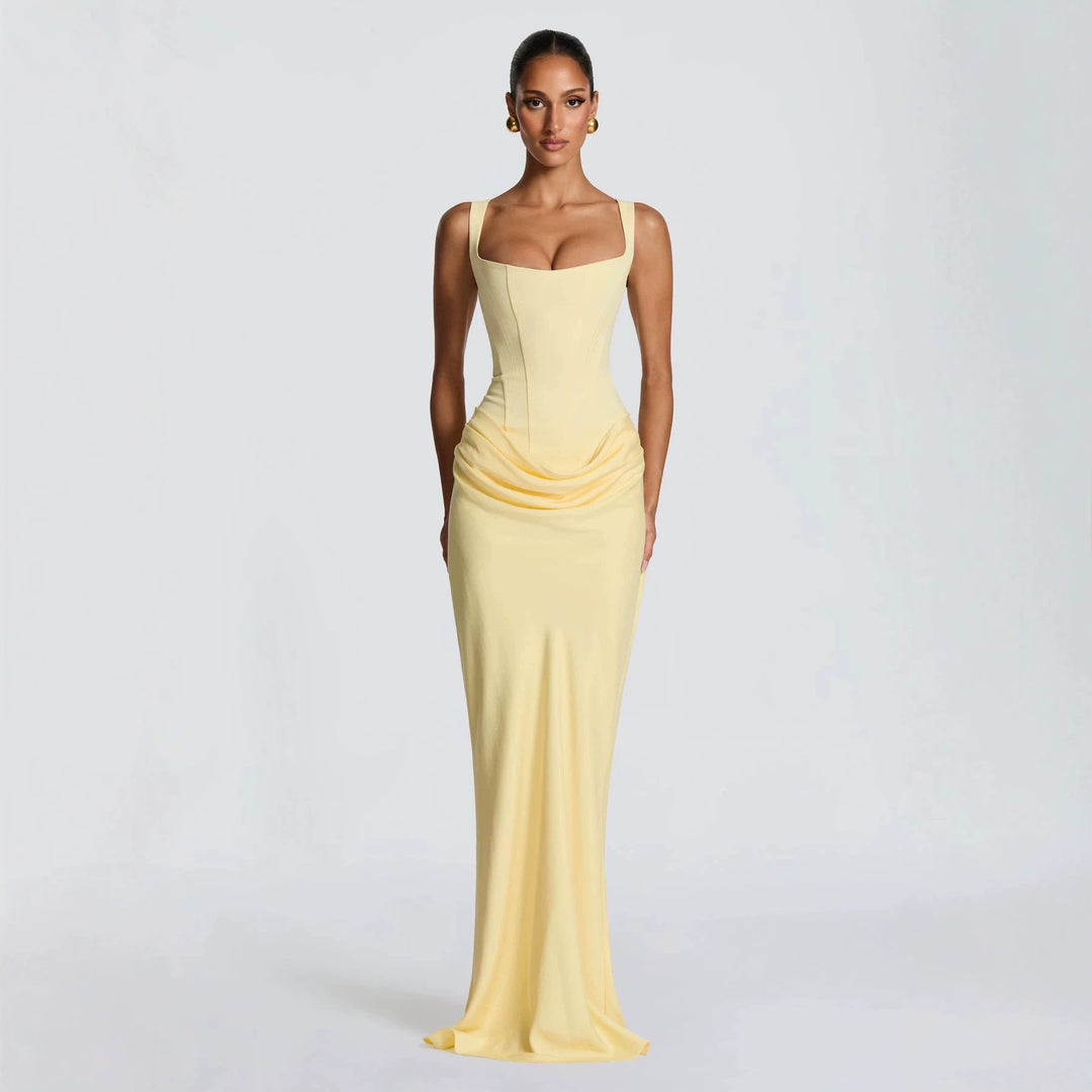 Damen Elegantes langes Etuikleid mit taillierter Silhouette und raffinierter Drapierung Drune