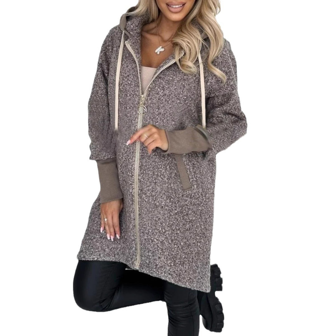 Damen modische Fleecejacke mit kuscheligem Innenfutter und Kapuze Drune