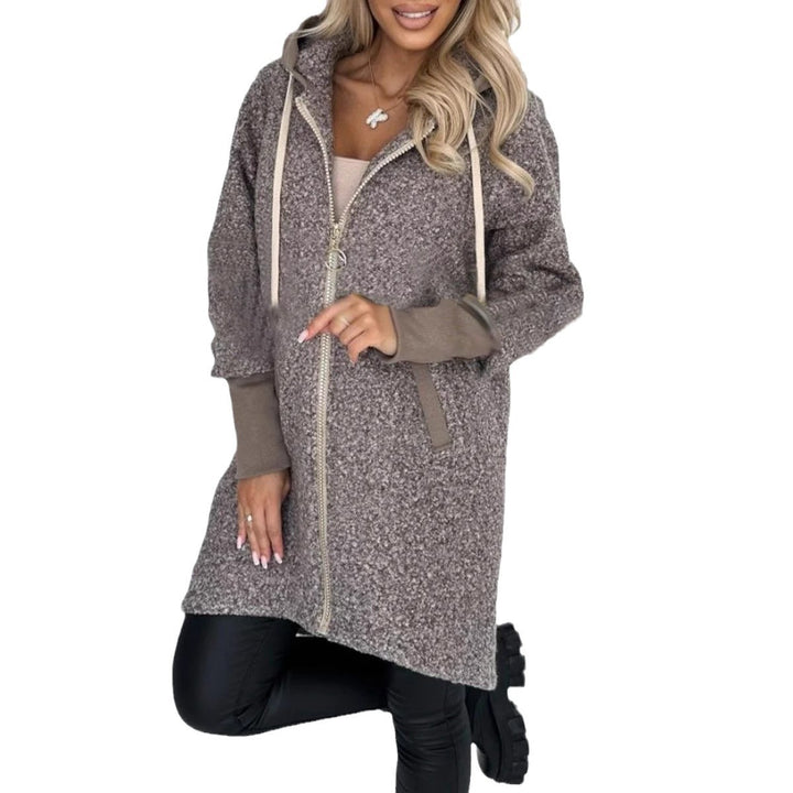 Damen modische Fleecejacke mit kuscheligem Innenfutter und Kapuze Drune