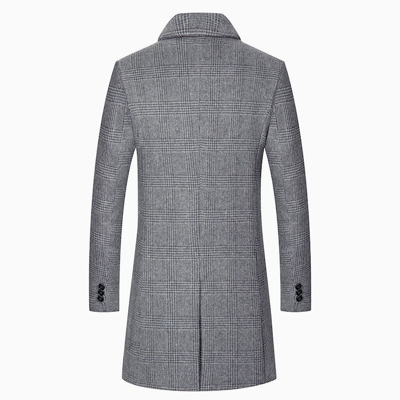 Herren eleganter Glencheck-Mantel mit wärmendem Innenfutter Drune