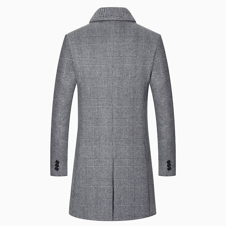 Herren eleganter Glencheck-Mantel mit wärmendem Innenfutter Drune