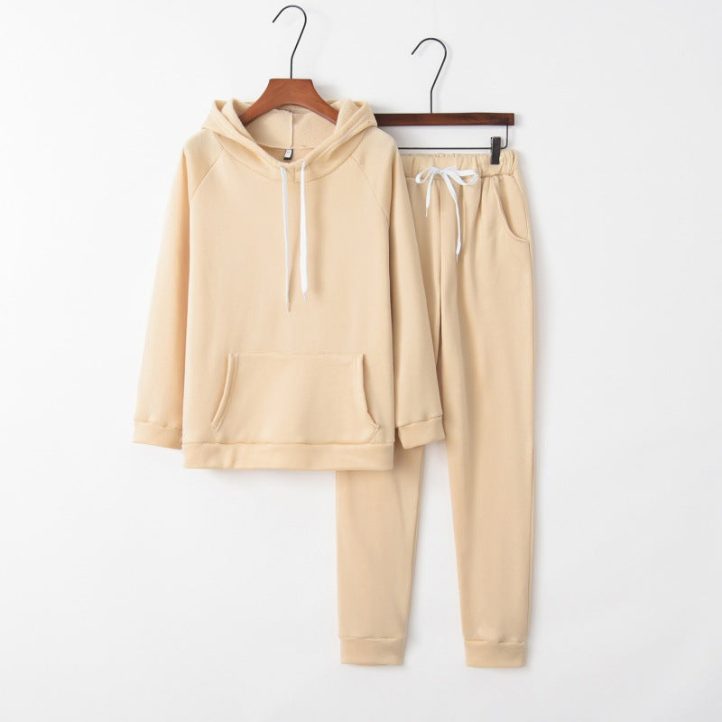 Damen Hausanzug-Set aus weichem Fleece mit Kapuzenpullover und Jogginghose Drune
