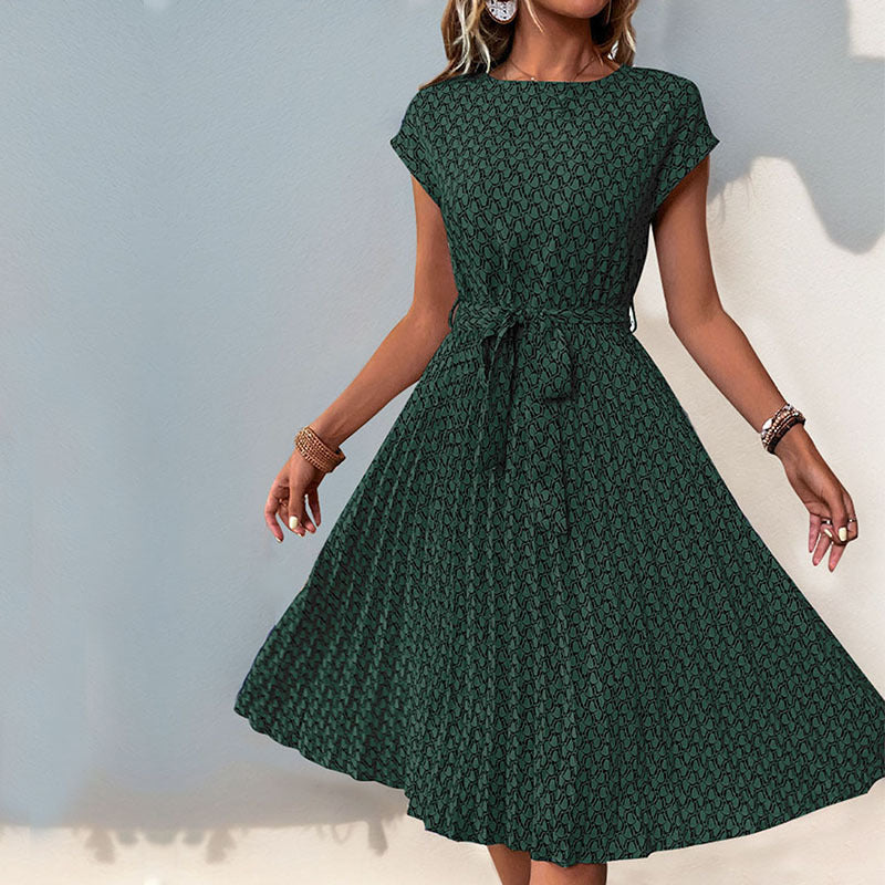Damen Midikleid mit asymmetrischem Saum und dekorativem Bindegürtel Drune