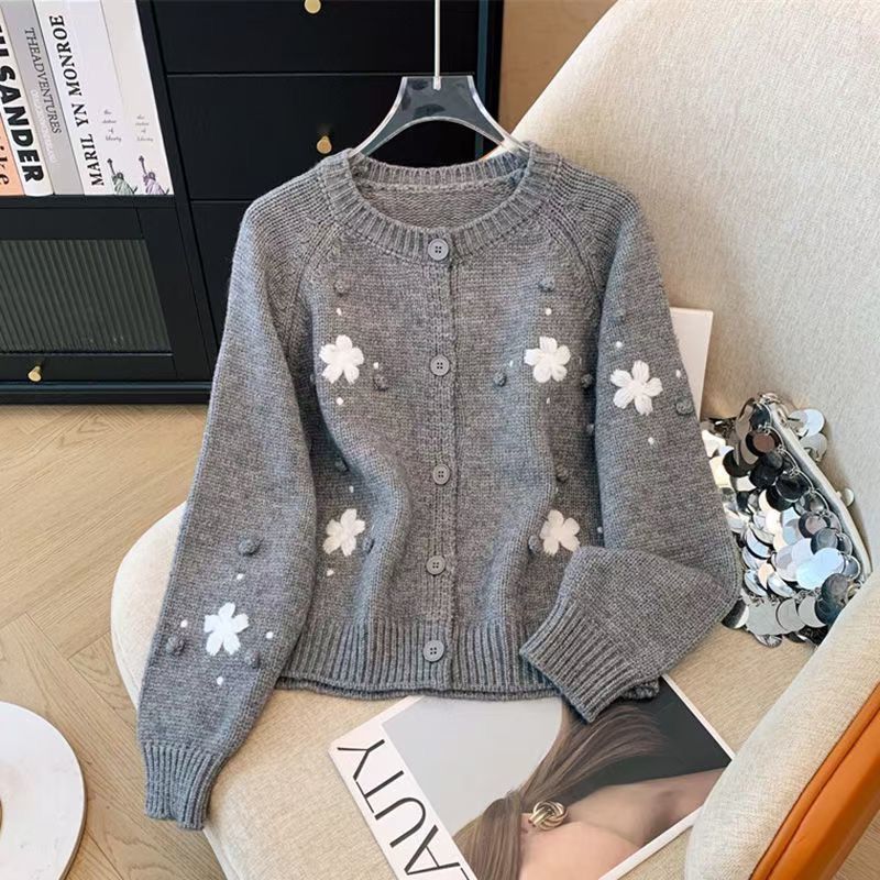 Damen Strickjacke mit floralem Design Drune