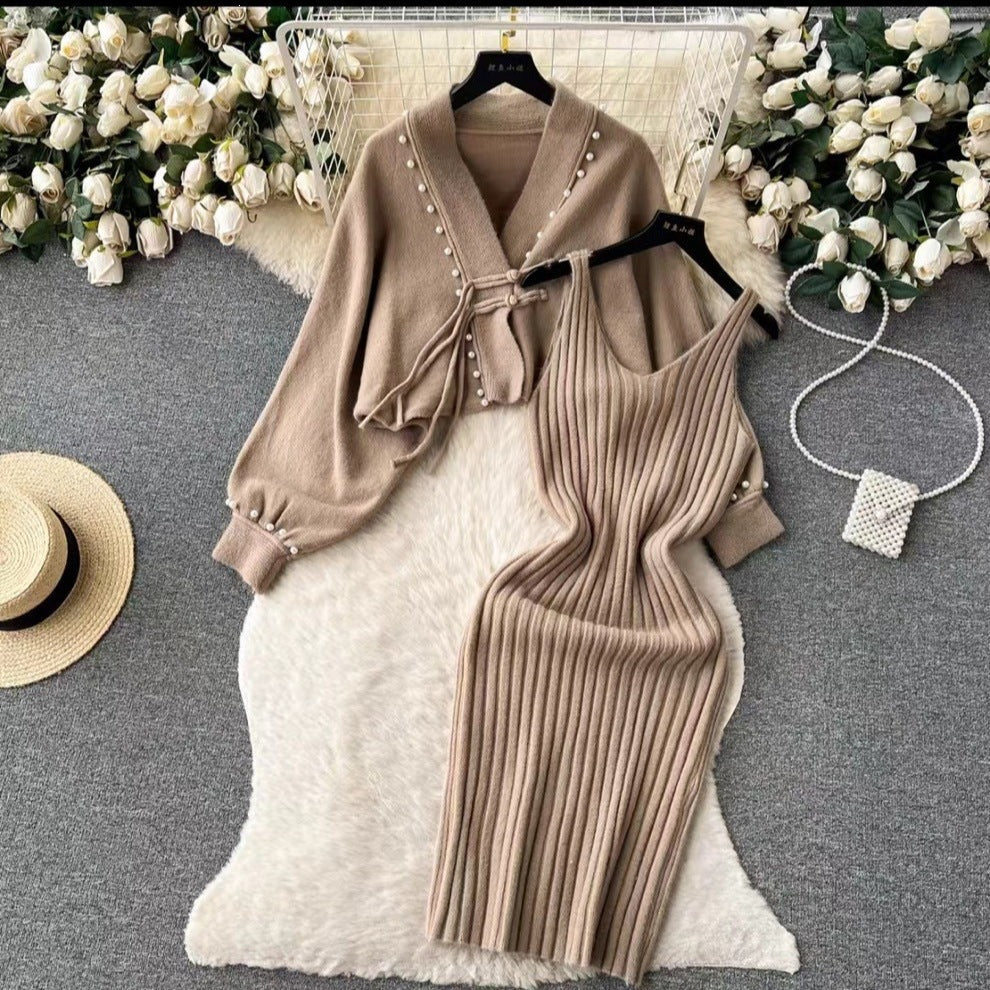 Damen Elegantes Strickset mit Rib-Design Drune