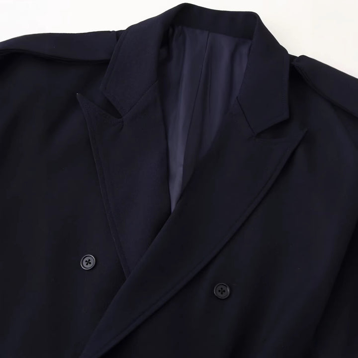 Damen Doppelreihiger Oversize-Blazer-Mantel mit Epauletten und großen Klappentaschen Drune