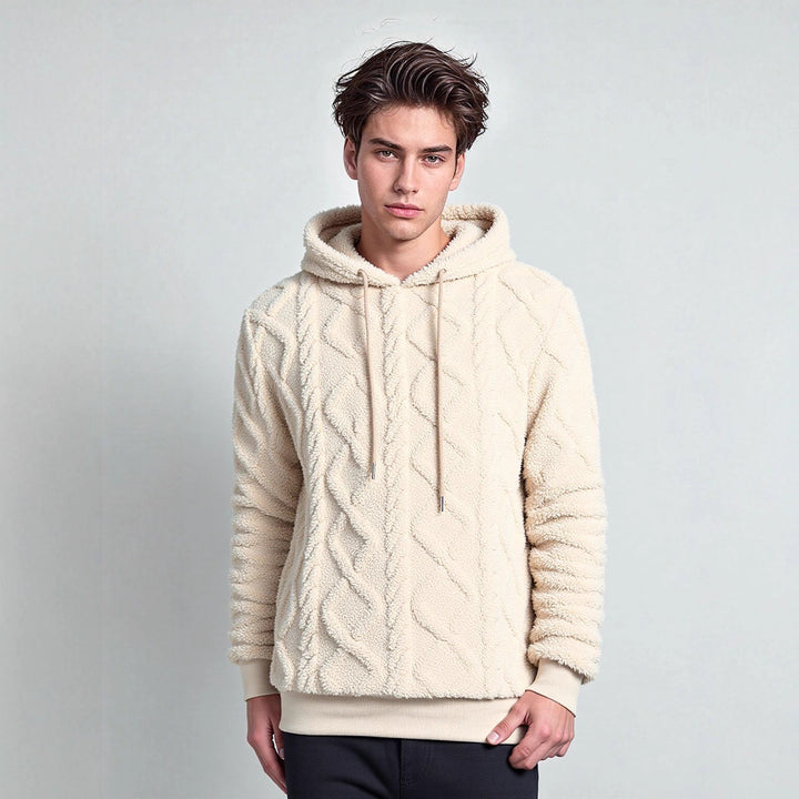 Herren Teddy-Fleece-Hoodie mit diamantstruktur, gefütterter Kapuze und weichen Rippbündchen Drune