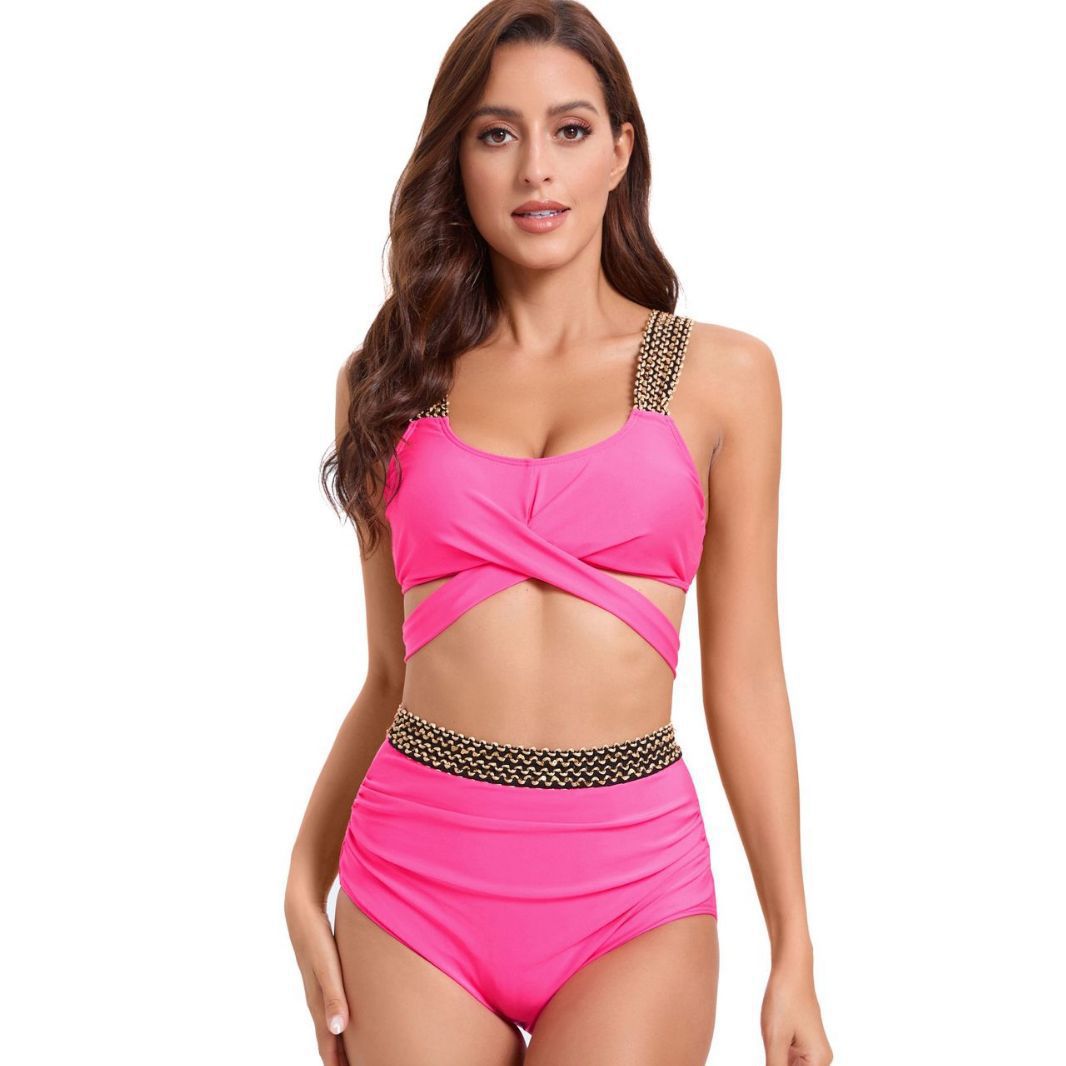 Damen Sportliches Bikini-Set mit raffiniertem Wickeldesign und verstellbaren Trägern Drune