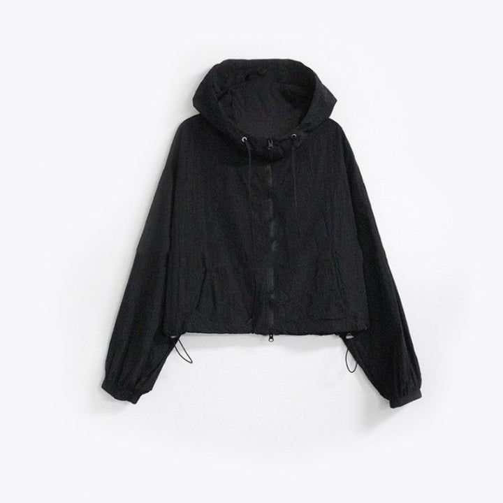 Damen cropped Sportjacke mit verstellbarem Kordelzug Drune