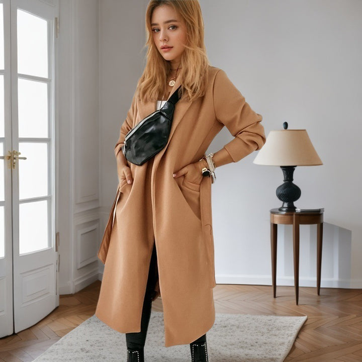 Damen modischer Longblazer mit praktischem Taschen Drune