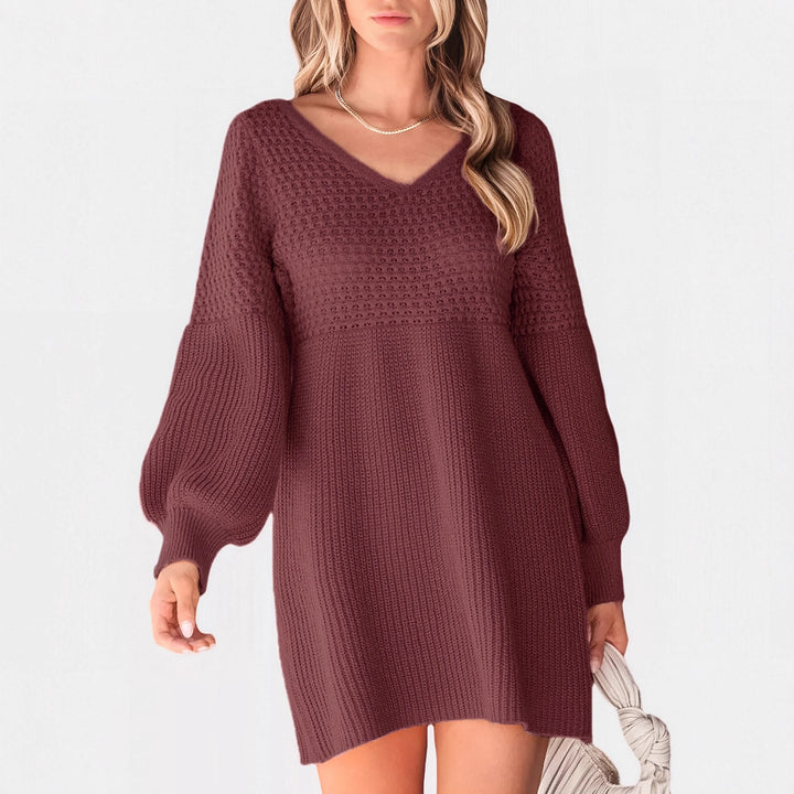 Damen Verspieltes Strickkleid mit Ballonärmeln Drune