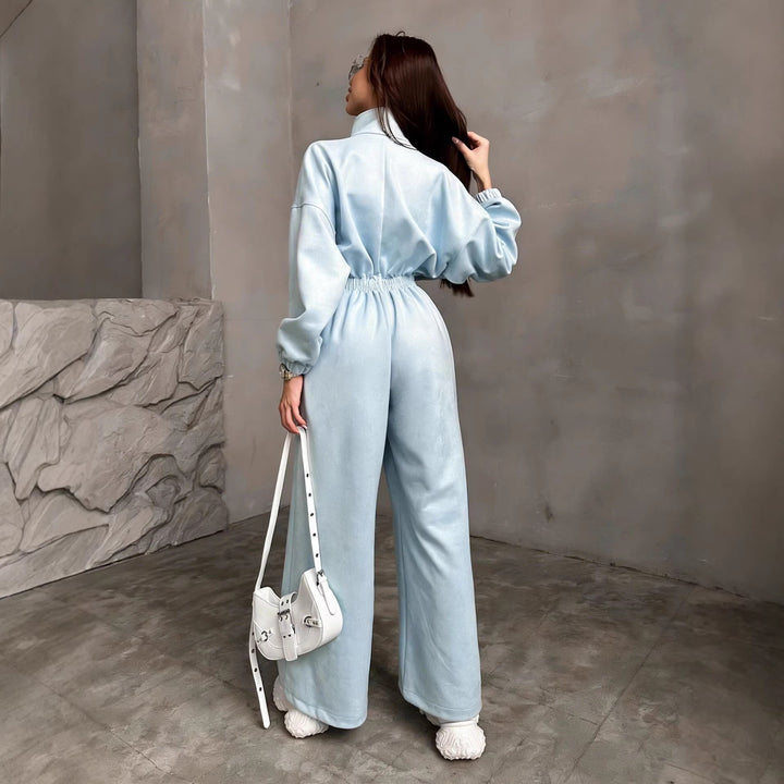 Damen Fleece-Overall mit hohem Kragen und Gummizug Drune