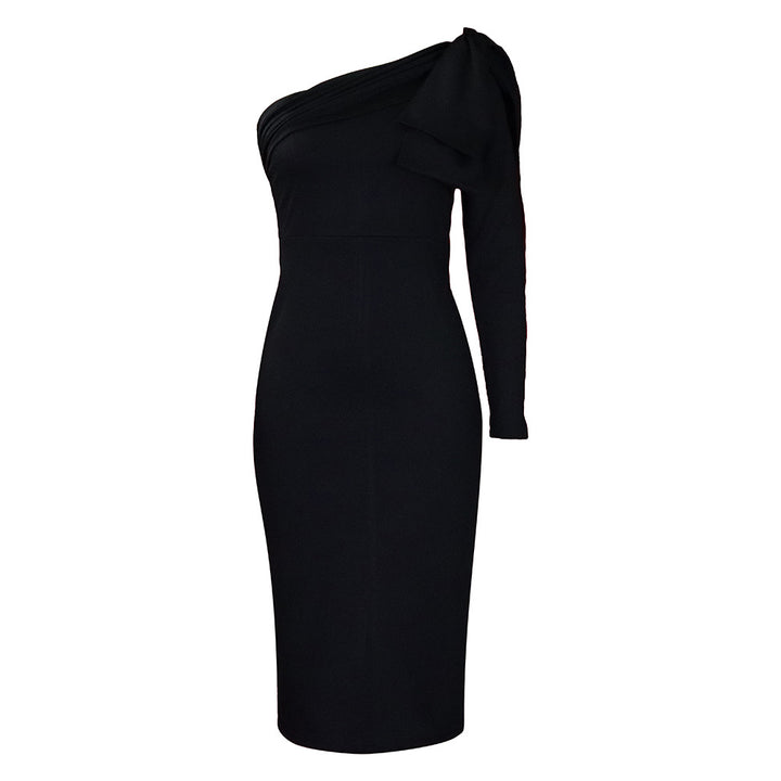 Damen Elegantes Wickelkleid mit asymmetrischem Ausschnitt und Schleifendetail Drune