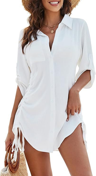 Damen lässige Strandbluse mit modischen Rüschendetails Drune