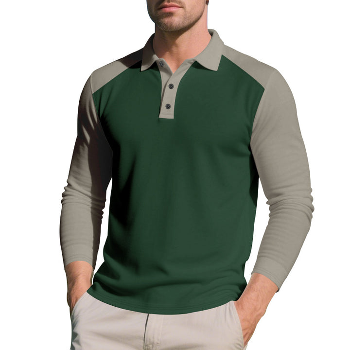 Herren nan langärmliges Raglan-Polo aus Funktionsjersey mit sportlicher Knopfleiste Drune