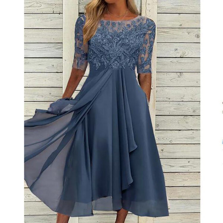 Festliches Maxikleid mit Spitzenbesatz für Damen | Drune