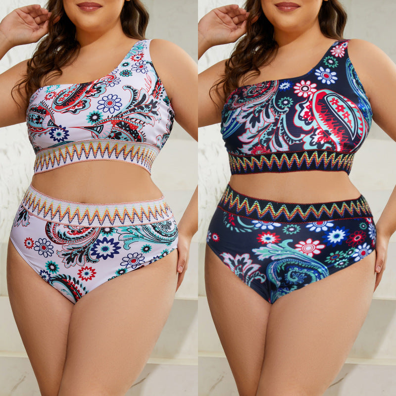 Damen Zweiteiliges Bikini-Set mit modischem Hochschnitt und floralem Design Drune