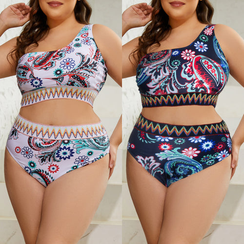 Damen Zweiteiliges Bikini-Set mit modischem Hochschnitt und floralem Design Drune