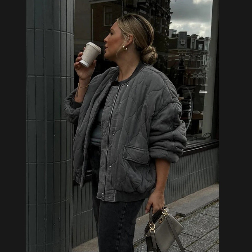 Damen Oversized gesteppte Bomberjacke Drune