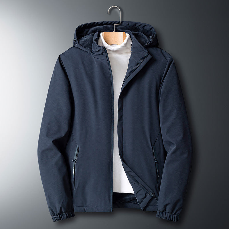 Herren Leichte Softshelljacke mit Microfleece-Futter, Kapuze und verdeckten Reißverschlusstaschen Drune