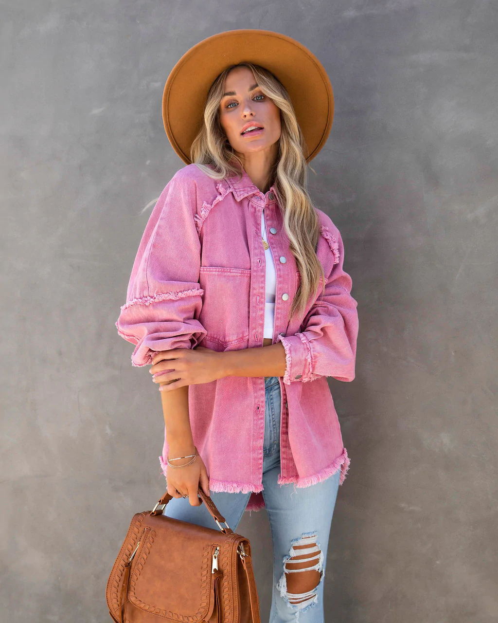 Damen Lässige Denim-Übergangsjacke im Vintage-Stil mit fransigen Details Drune