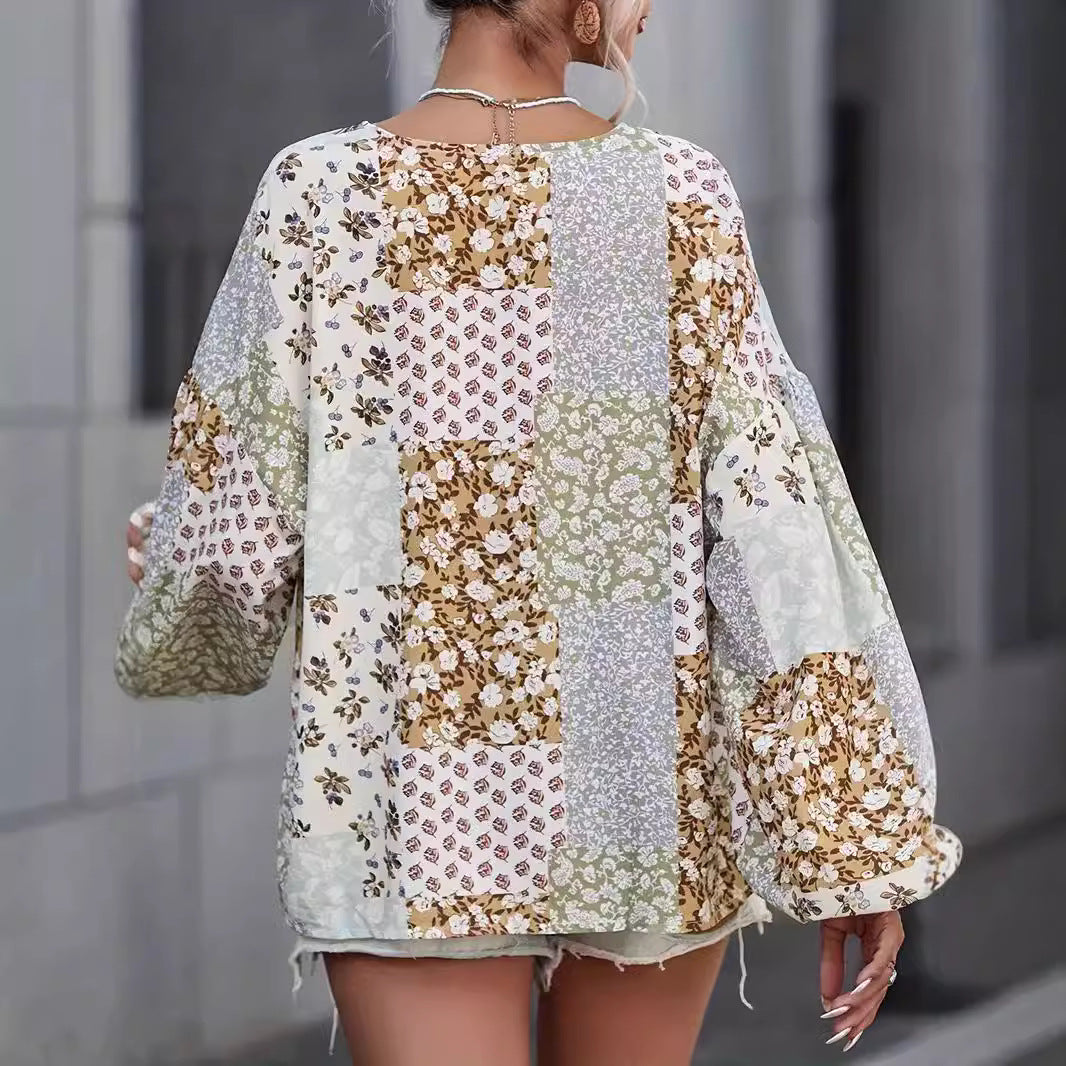 Damen Bluse mit einzigartigem Patchwork-Design Drune