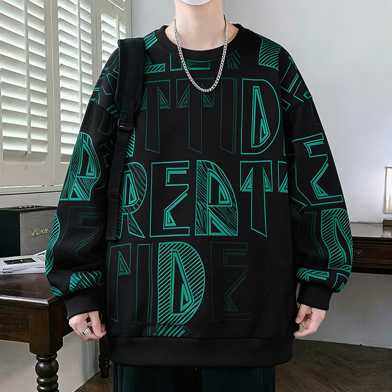 Herren Oversized-Sweatshirt mit großflächigem Lettering-Print und geripptem Saum Drune
