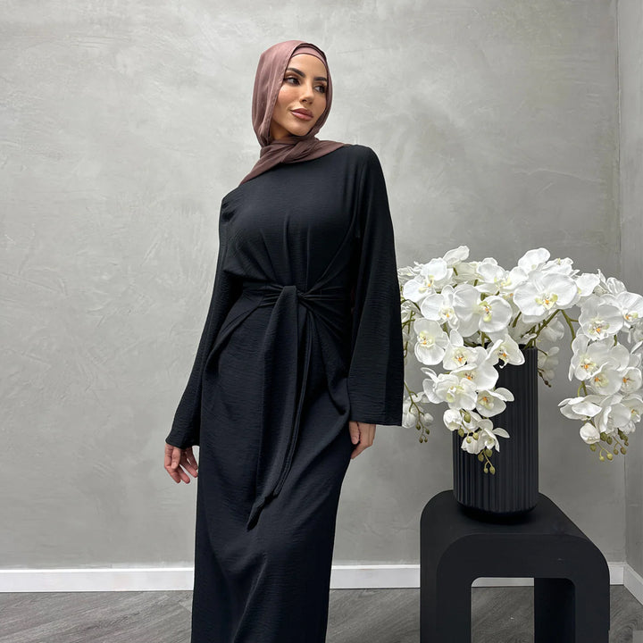 Damen Modisches Maxikleid aus fließendem Stoff mit weiten Ärmeln Drune