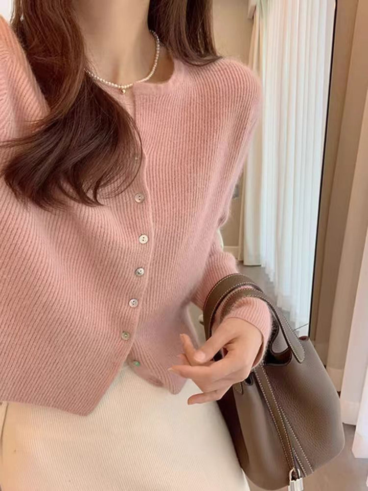 Damen weiche und gemütliche Strickjacke mit Knopfdetails Drune