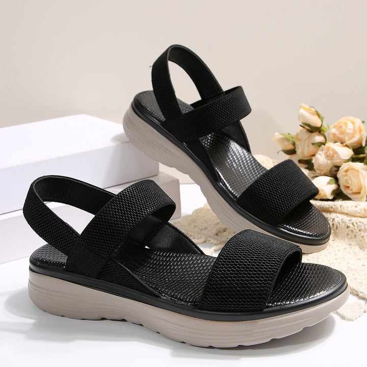 Damen Leichte Stretch‑Sandalen mit gepolstertem Komfortfußbett und dämpfender Plateau‑Sohle Drune