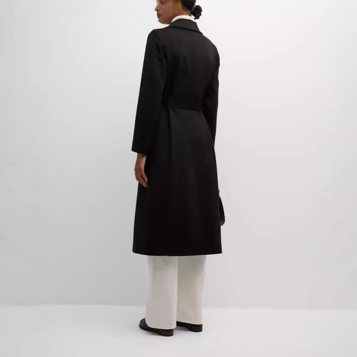 Damen Einreihiger Midilanger Mantel im Clean-Cut mit Taillengürtel und dezenter Pattentasche Drune