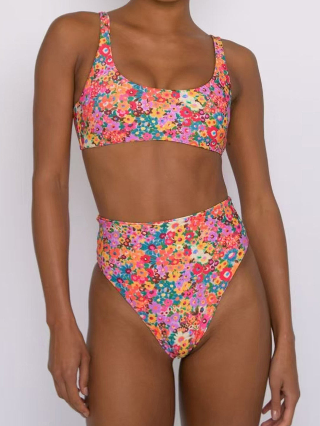 Damen Hochtailliertes Bikini-Set mit floralem Design Drune
