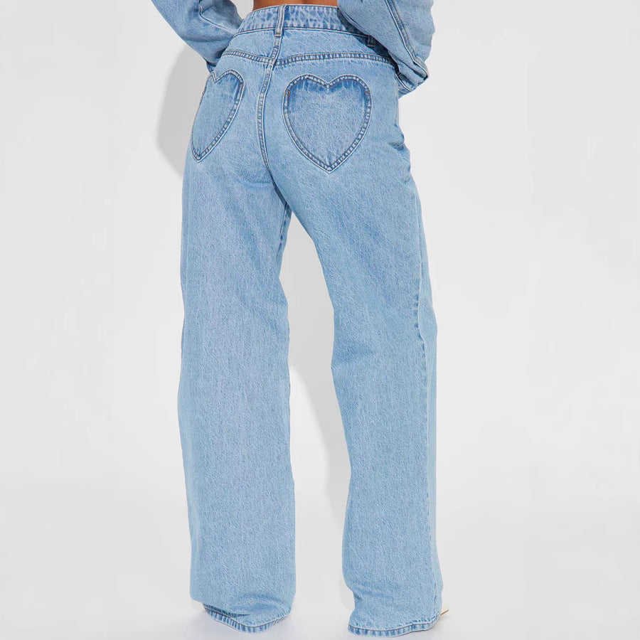Damen Weite High-Waist Jeans mit klassischem Schnitt und ausgefransten Säumen Drune