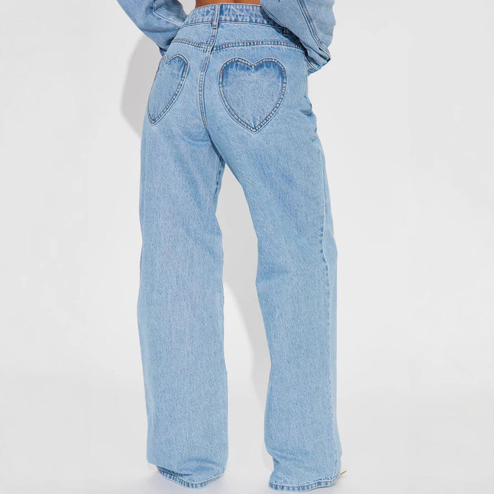 Damen Weite High-Waist Jeans mit klassischem Schnitt und ausgefransten Säumen Drune
