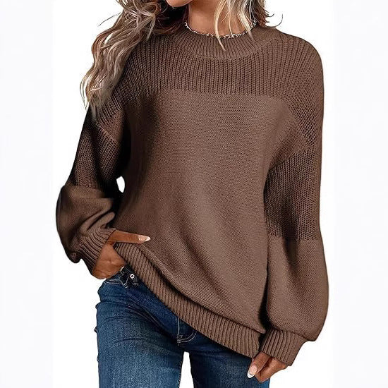 Damen Modischer Strickpullover mit überschnittenen Schultern und lässigem Schnitt Drune