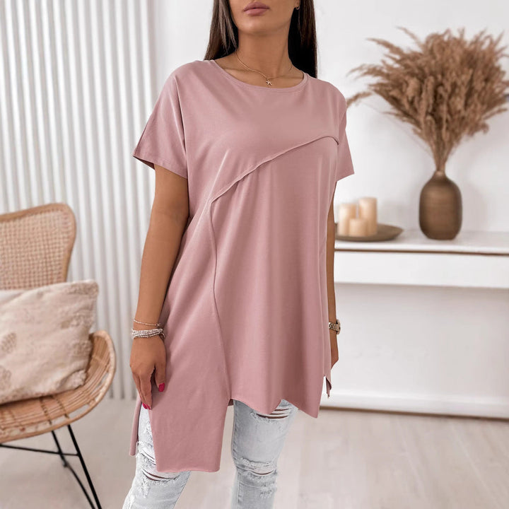 Damen asymmetrisches Oberteil mit eleganter Drapierung Drune
