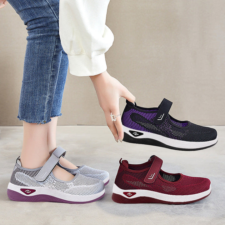 Damen Sportliche Sneakers mit Klettverschluss und atmungsaktiver Netzstruktur Drune