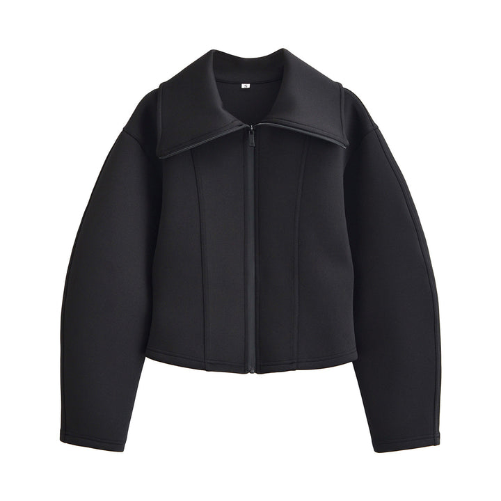 Damen geformte Neoprenjacke mit übergroßem Kragen und taillierter Cropped-Silhouette Drune