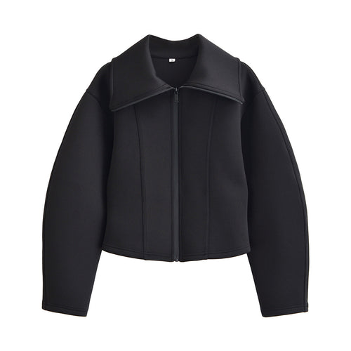 Damen geformte Neoprenjacke mit übergroßem Kragen und taillierter Cropped-Silhouette Drune