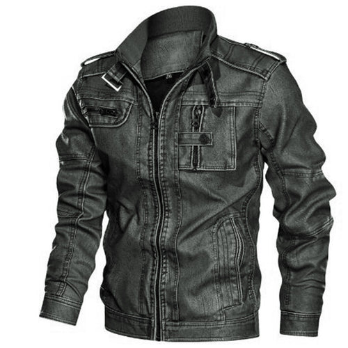 Herren Bikerjacke im Vintage-Lederlook mit Reißverschluss und Brusttaschen Drune