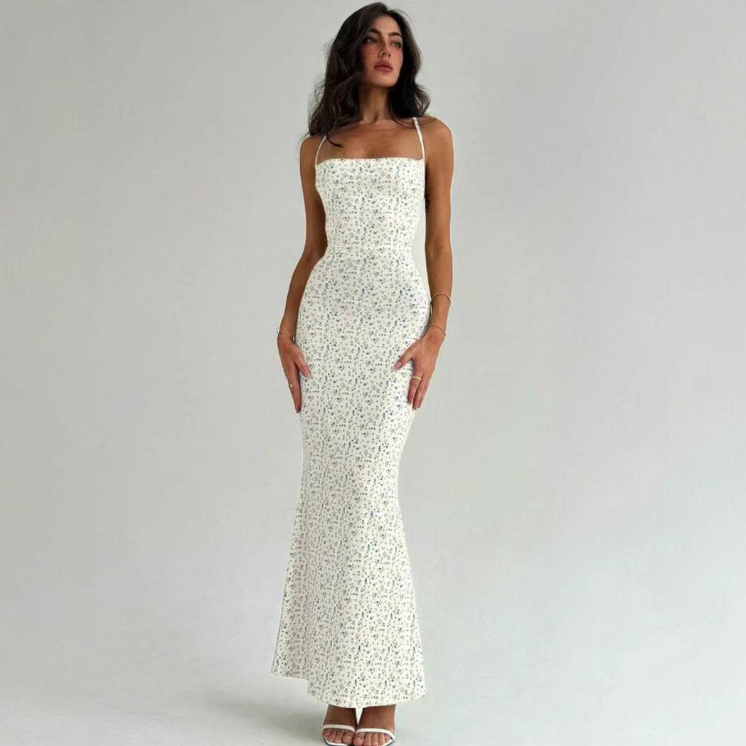 Damen Elegantes Sommerkleid mit zarten Blumenmuster und fließendem Schnitt Drune