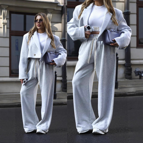 Damen eleganter und lässiger Blazer mit passender Jogginghose Drune