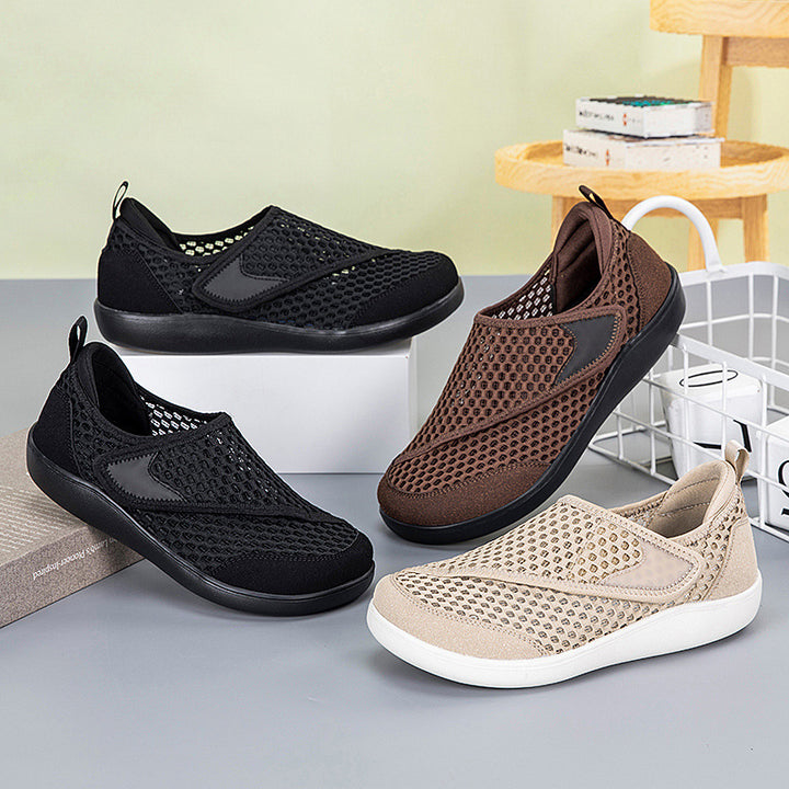 Unisex nan atmungsaktiver Netz-Slipper mit verstellbarem Klettverschluss und viskoelastischem Fußbett Drune