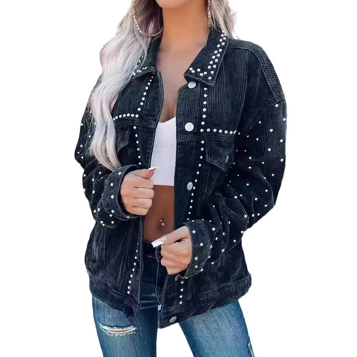 Damen Cordjacke mit Perlenverzierung Drune