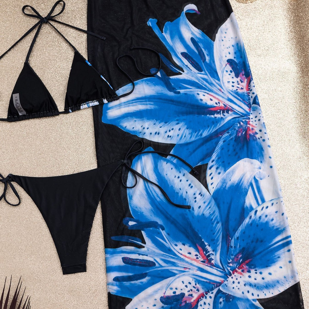 Damen eleganter Bikinis mit floralem Überwurf Drune