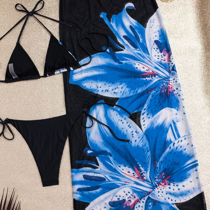 Damen eleganter Bikinis mit floralem Überwurf Drune