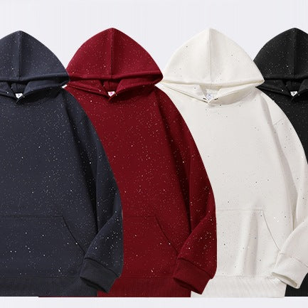 Unisex Oversize-Kapuzenpullover aus French-Terry mit Kängurutasche & dezenter Sprenkeloptik Drune