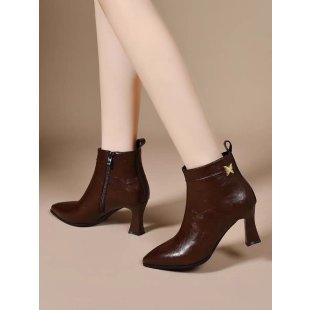 Damen Elegante Stiefeletten mit hohem Absatz und Reißverschluss Drune
